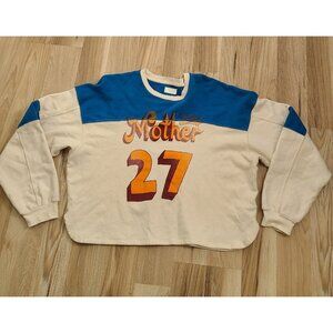 Mother The Champ Pullover Sweatshirt Size M Blue Cream